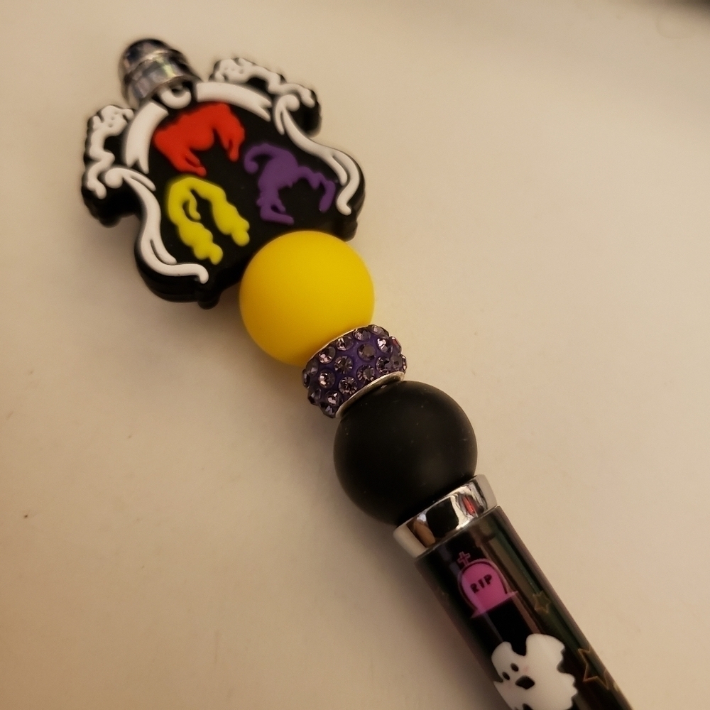 Handmade Hocus Pocus Sanderson Sisters Beaded Silicone Focal Bead Pen - Picture 2 of 3